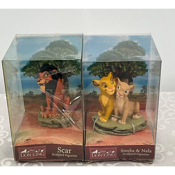 Disney Lion King Scar & Simba Nala Sculpted Figurines By Enesco Collectibles